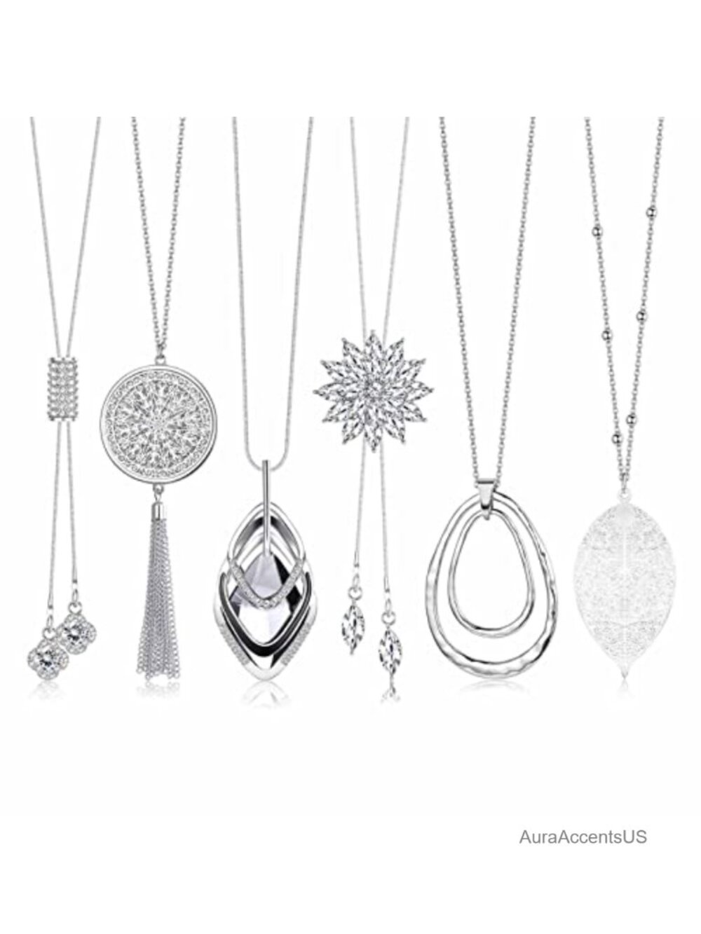 Jstyle 6Pc Long Pendant Necklace Set Statement Sweater Chain Women
